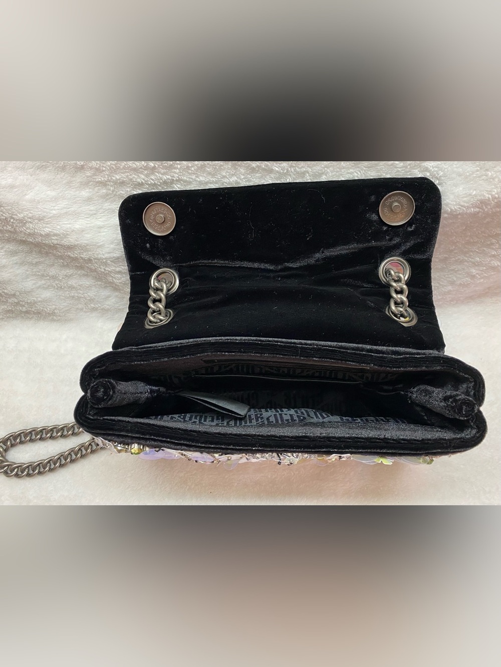 Kurt Geiger Black Embellished Floral Crystal Shoulder Bag - Picture 6 of 11